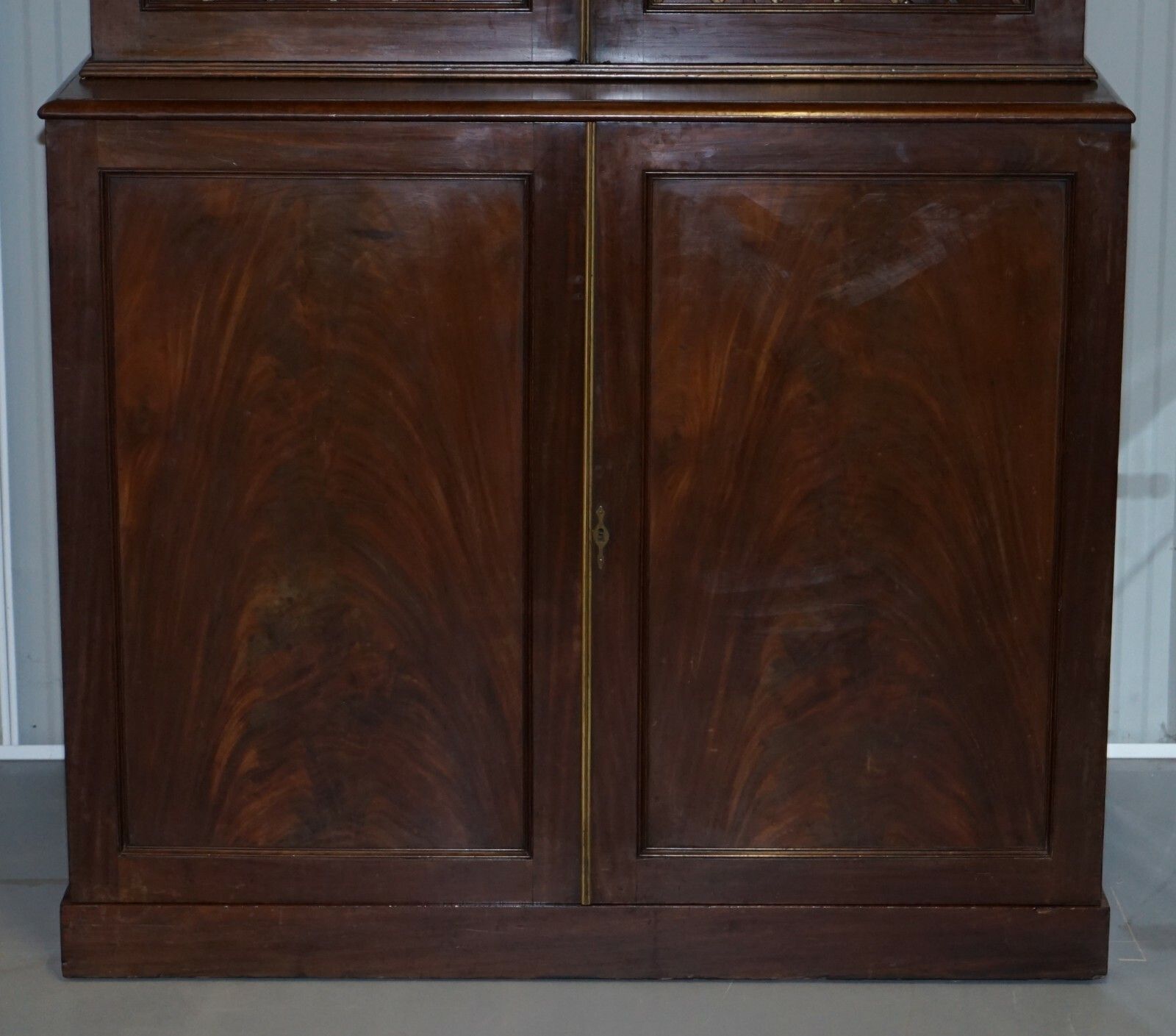 Rare 19th Century Mahogany Pierced Bronzed Door Bookcase With Chest Of Drawers photo Furniture