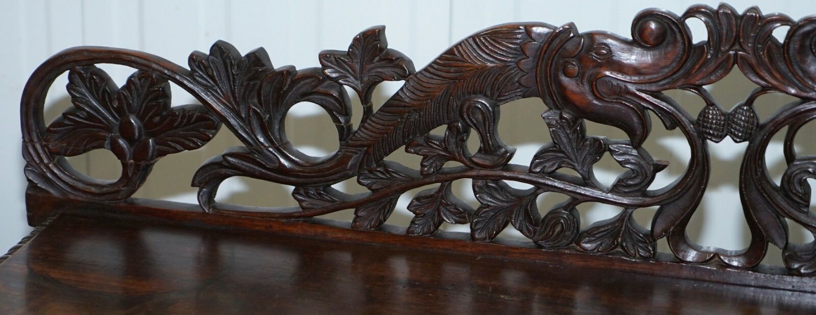 Lovely Anglo Burmese 19th Century Hand Carved Sideboard With Drawers & Cupboards photo Furniture