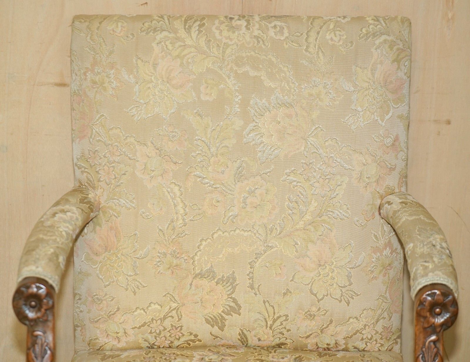 Antique Circa 1880 Irish George III Style Heavily Carved Gainsborough Armchair photo for sale
