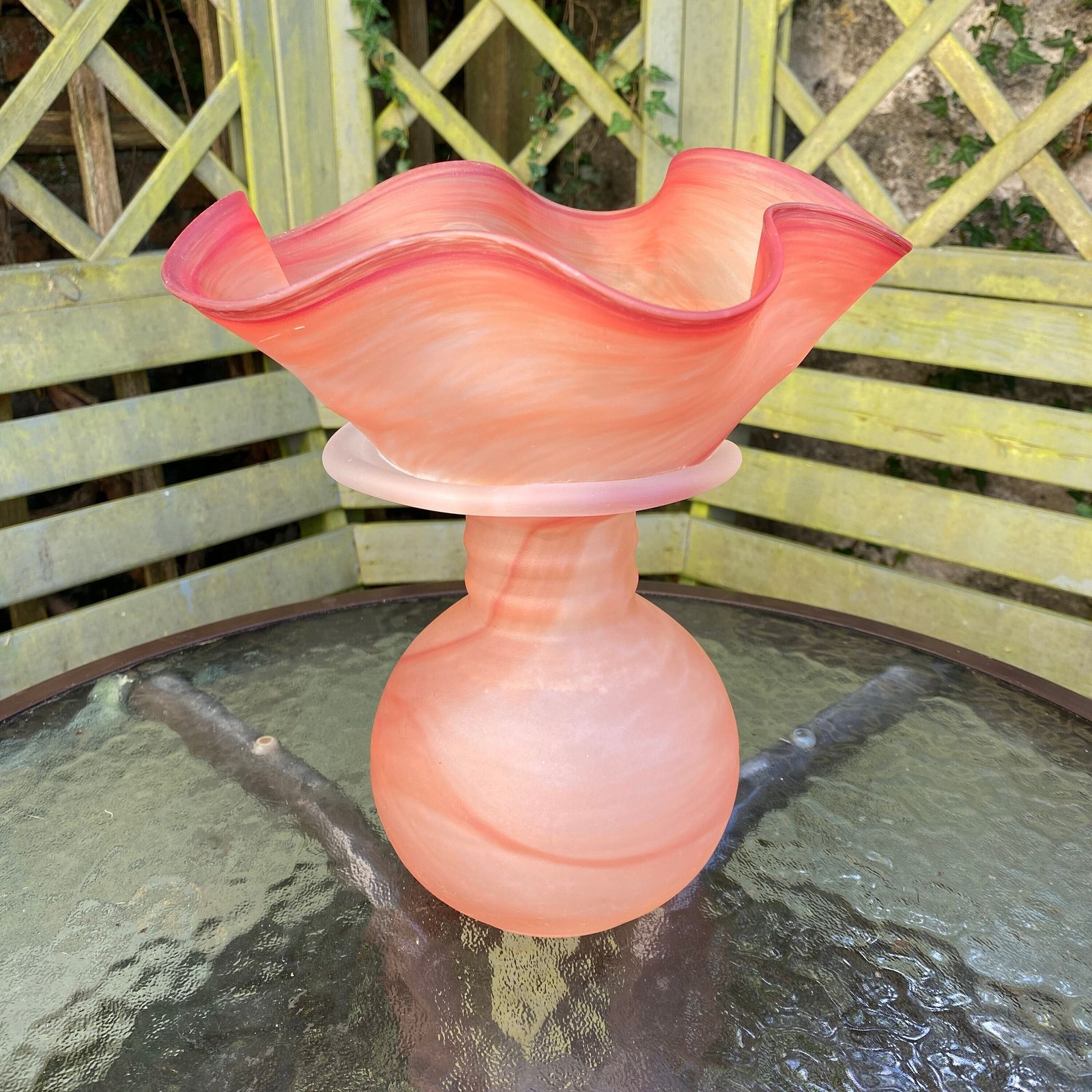 Gorgeous Filip Ravert Art Glass Vase With White Frosted Glass Organic Overlay photo Home Decor