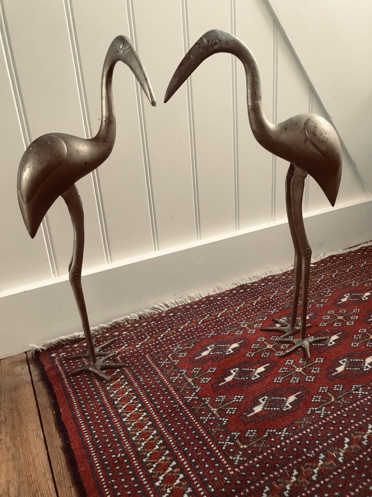 1970’s Pair Of Italian Mid Century Brass Crane Heron Flamingo Sculptures photo furniture