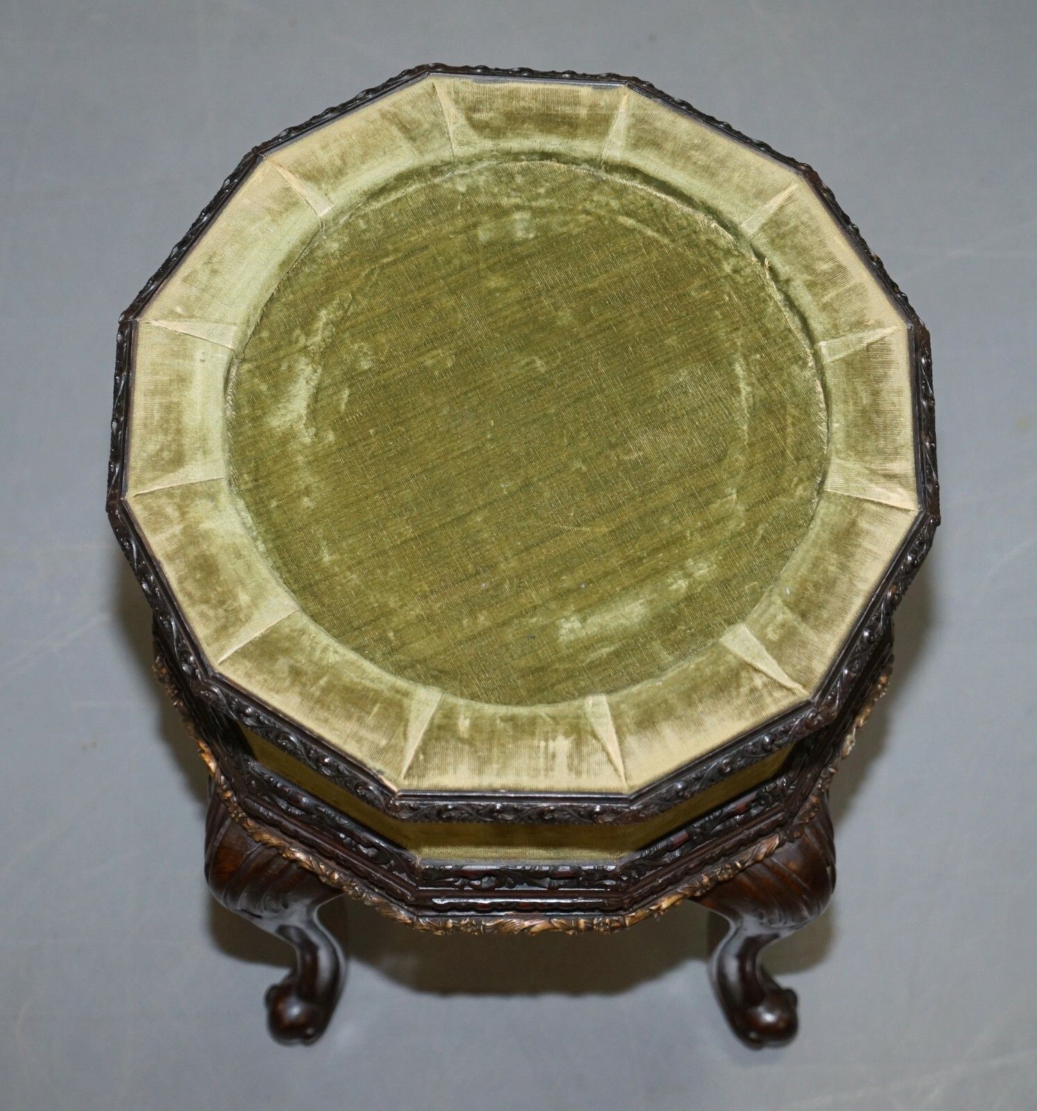 Sublime Pair Of Antique Circa 1860 Mahogany Carved Side Lamp Tables Velvet Tops photo for sale