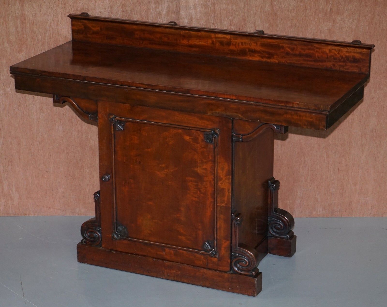 William IV Circa 1830 Cuban Mahogany Ornately Cared Sideboard Wine Cellar photo for sale