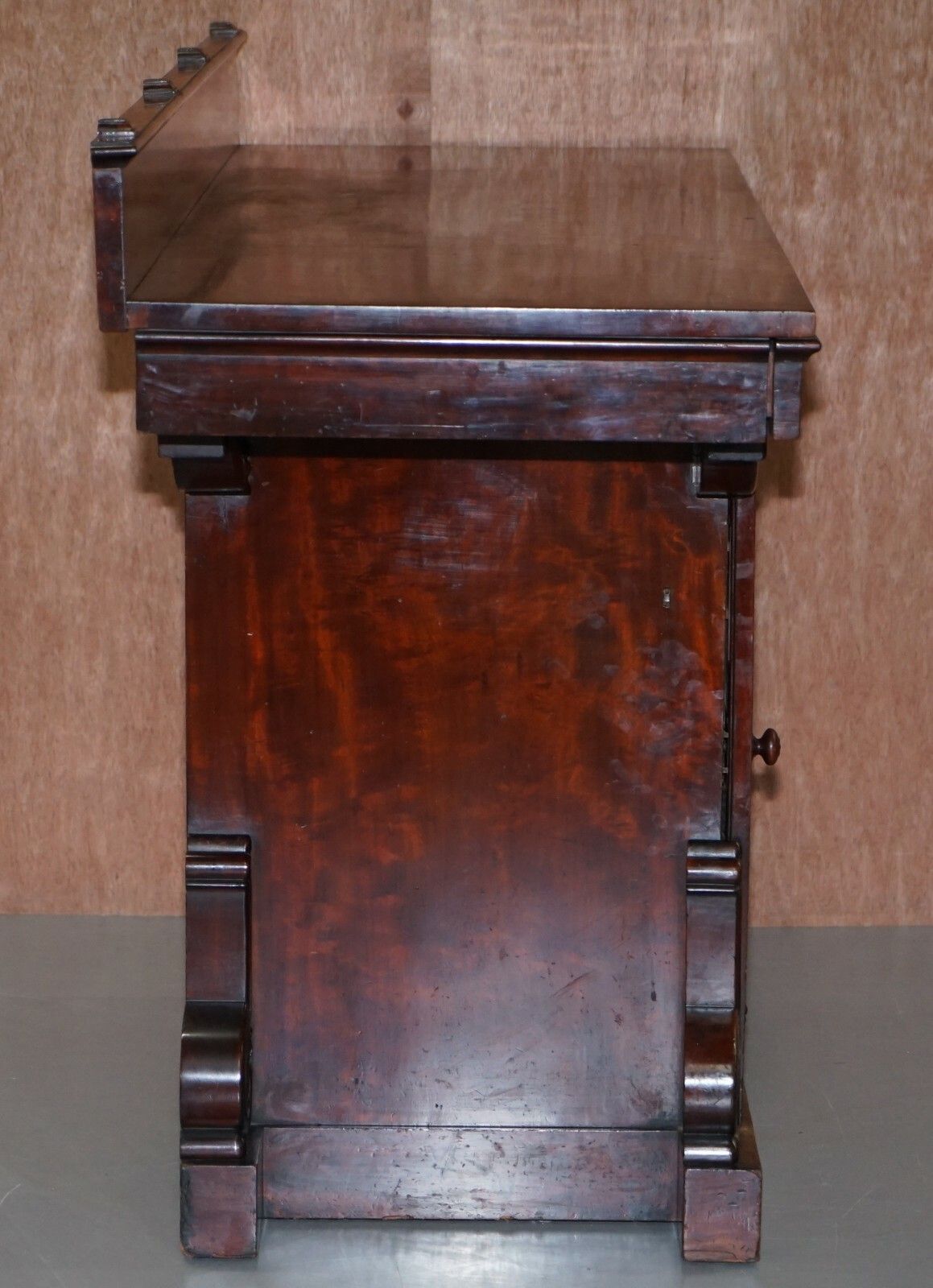 William IV Circa 1830 Cuban Mahogany Ornately Cared Sideboard Wine Cellar photo vintage