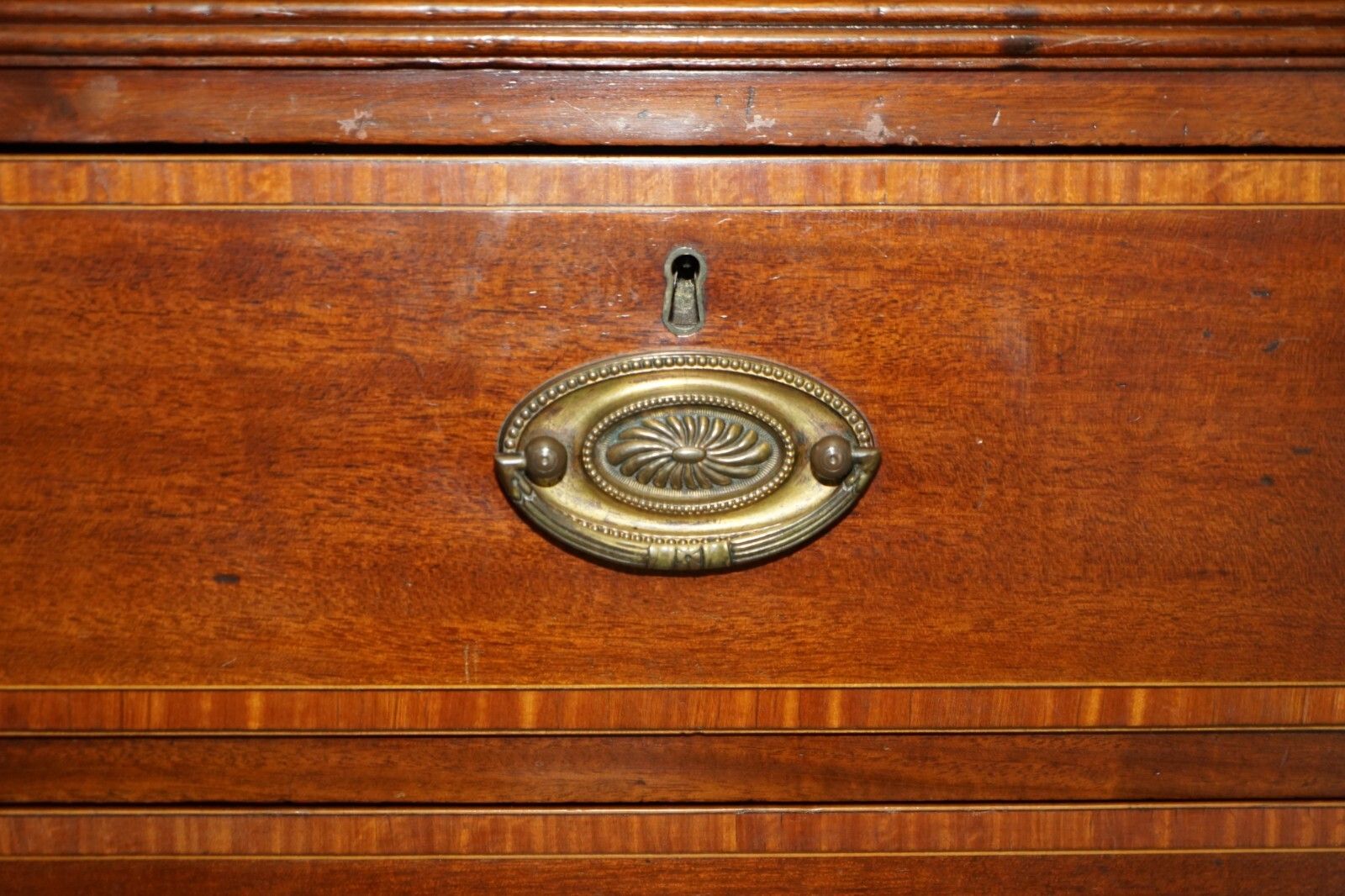 Antique Sheraton Revival F.Thomas Halesowen Chest Of Drawers Mahogany Satinwood photo 2750.0