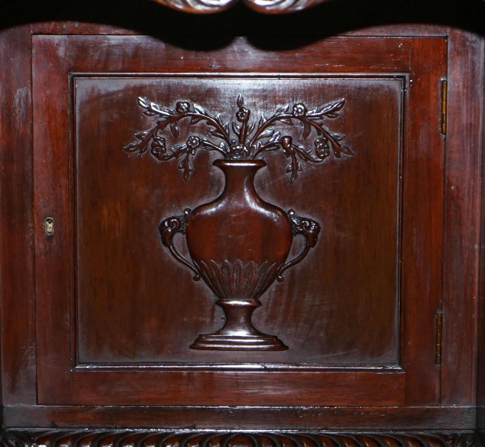 Sublime Hand Carved From Top To Bottom Antique Victorian 1850 Knee Hole Desk photo vintage