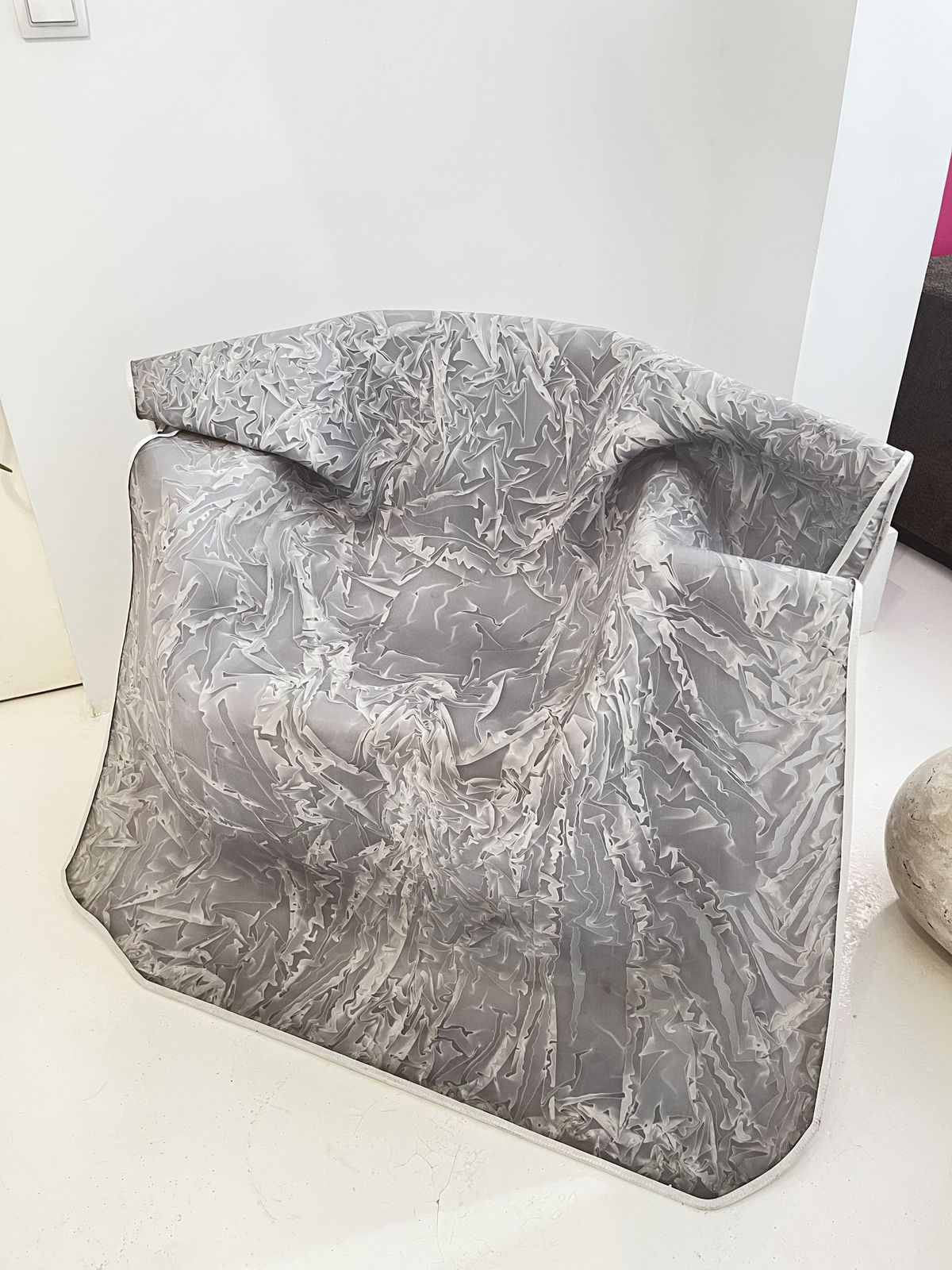 Sculptural Organic Grey Chair Made Of Fiberglass, Italy, 1980s photo vintage