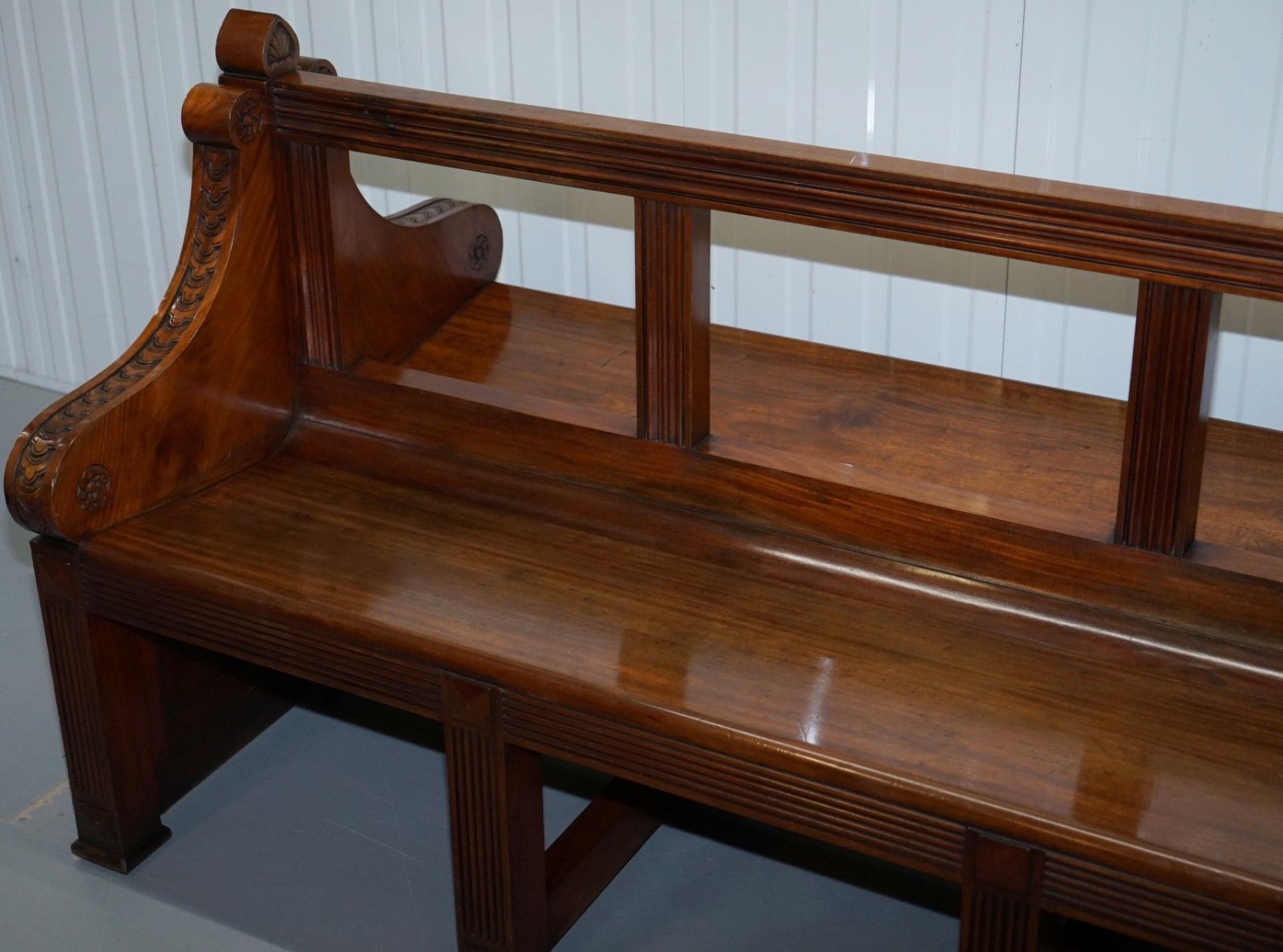 Rare Victorian Walnut Double Sided Museum Gallery Pew Bench Pugin Gothic Steeple photo 2750.0