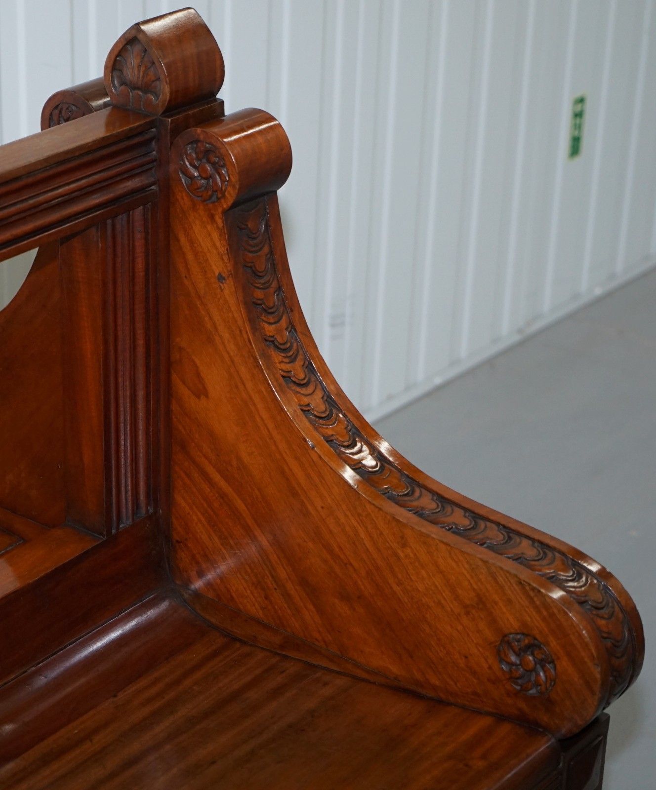 Rare Victorian Walnut Double Sided Museum Gallery Pew Bench Pugin Gothic Steeple photo vinterior