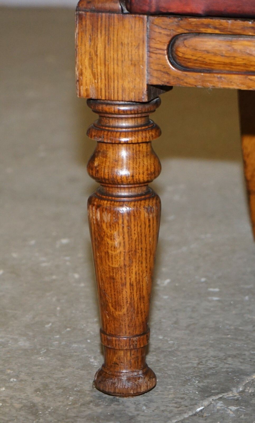 photo furniture English Estate Circa 1840 Royal Crown Stamped Oxblood Leather Throne Armchair