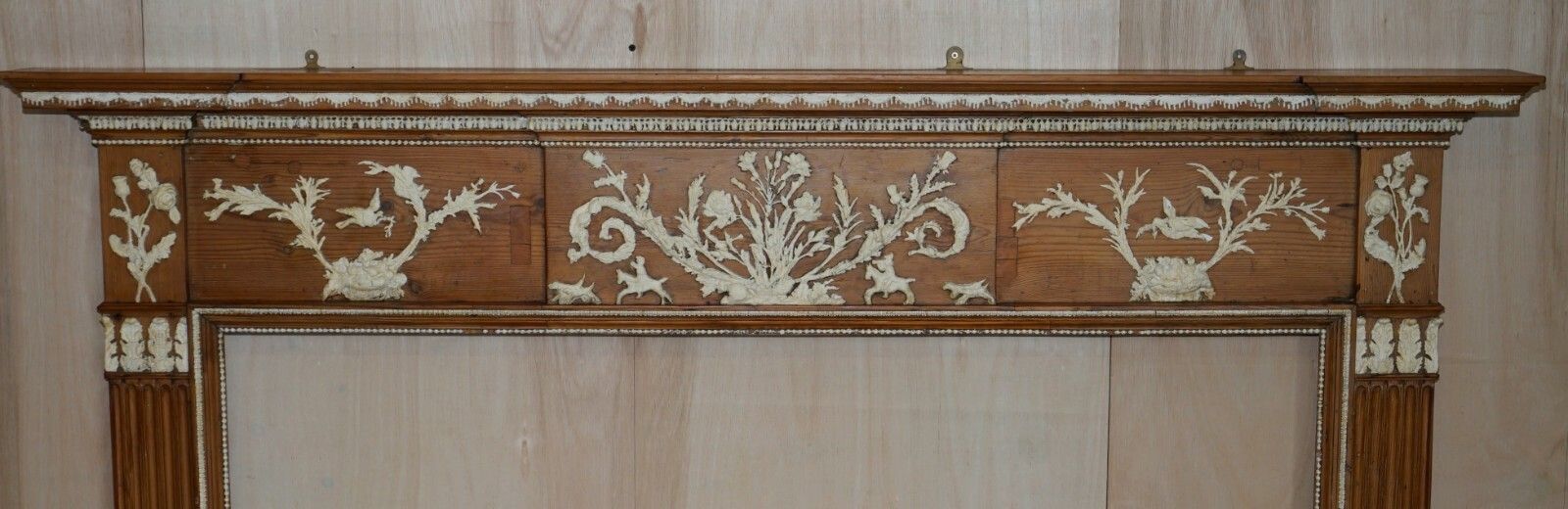 Antique Victorian Pitch Pine & Gesso Carved Fire Surround Fireplace Mantlepiece photo furniture