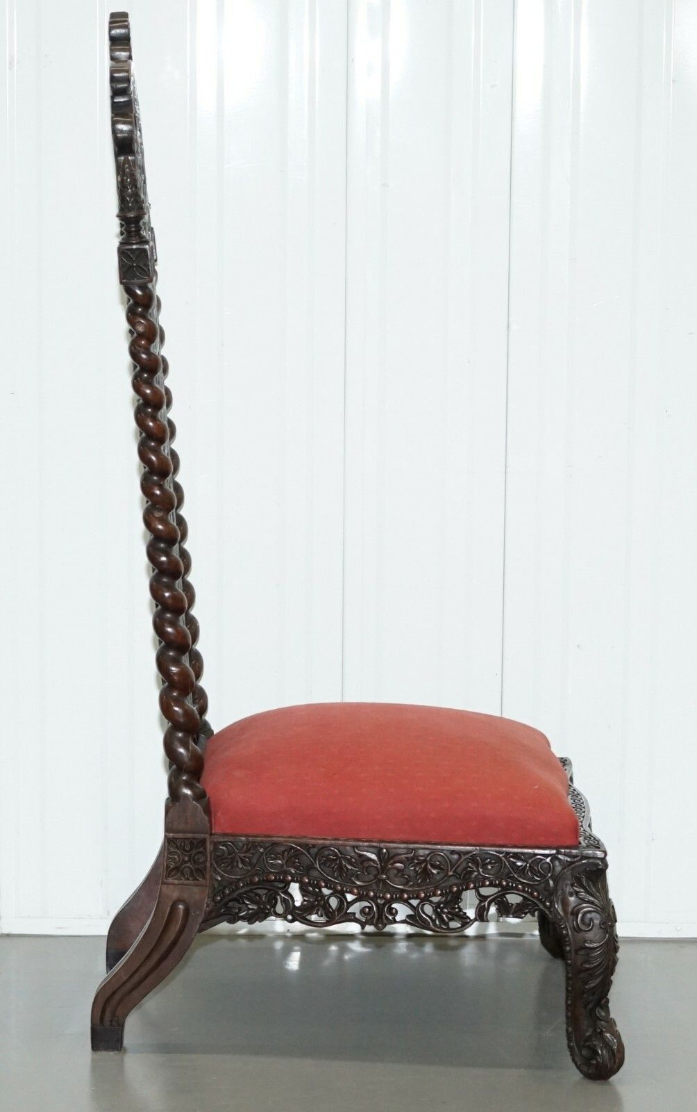 photo for sale Rare Circa 1880 Burmese Solid Rosewood Hand Carved Floral Chair High Back Ornate