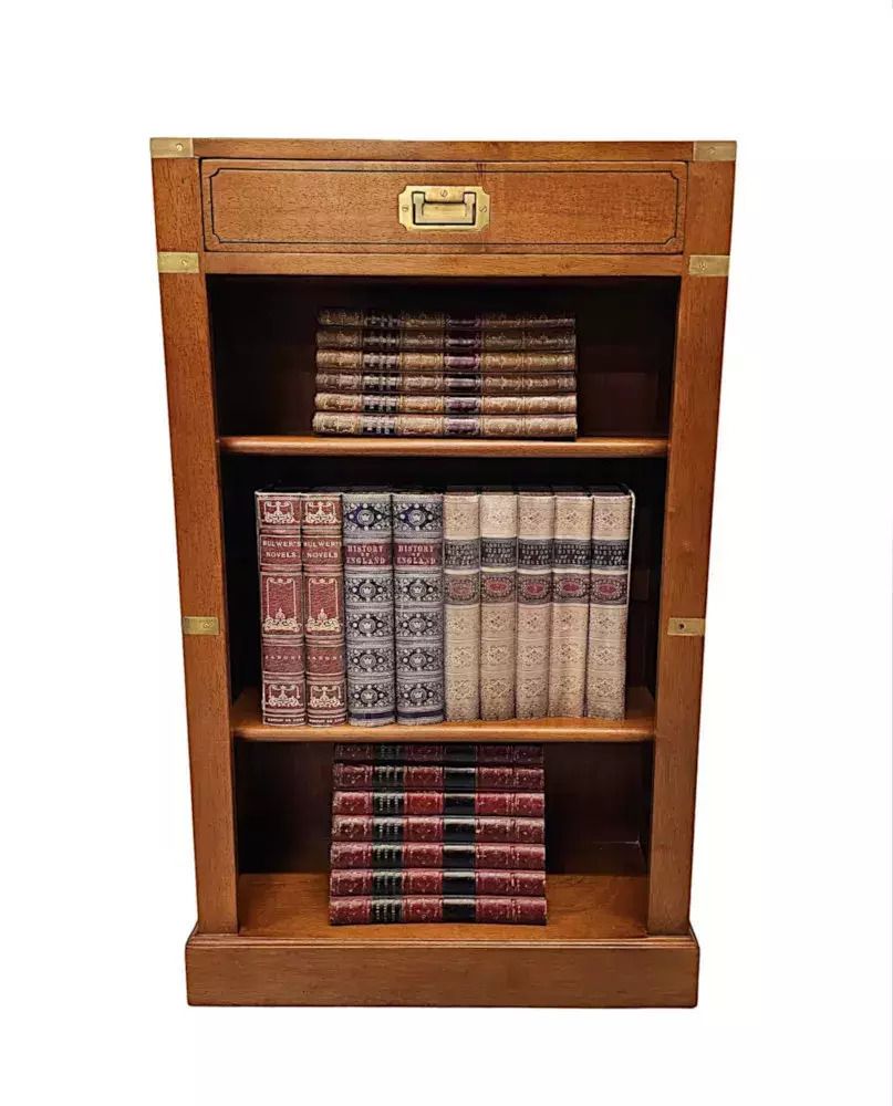 A Gorgeous Hand Made Brass Mounted Campaign Style Open Bookcase