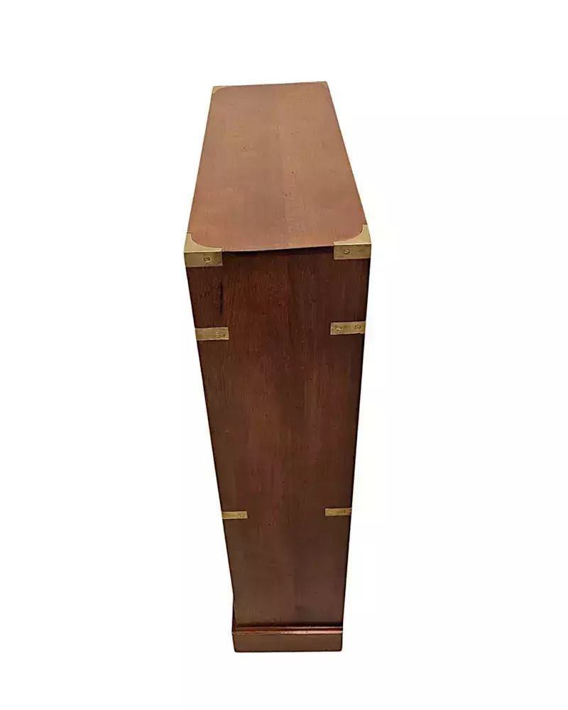 A Gorgeous Hand Made Brass Mounted Campaign Style Open Bookcase photo vinterior