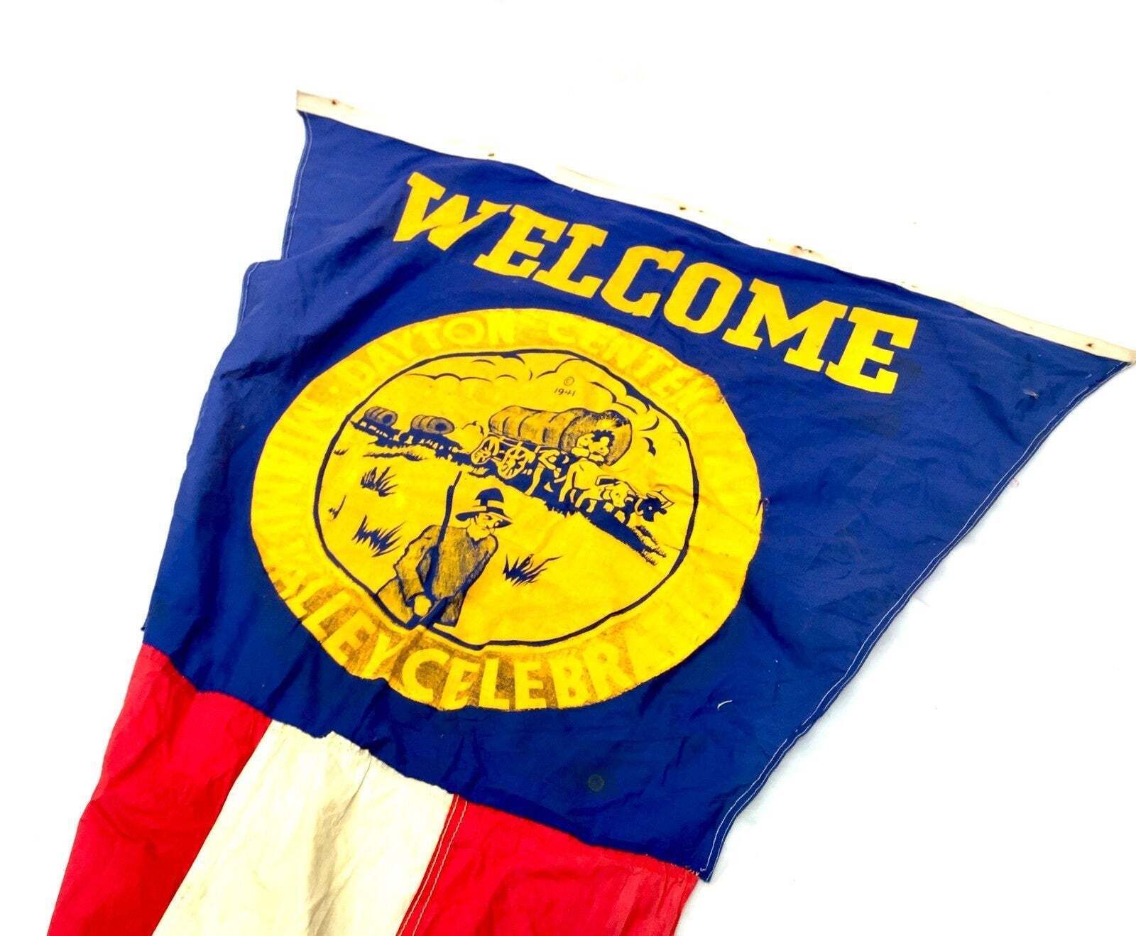 Antique Advertising American Dayton Miami Valley Cotton Flag / Banner C.1941