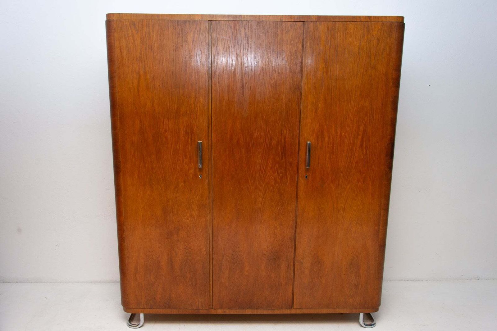 Large Bauhaus Wardrobe With Chrome Details, Bohemia, 1930s