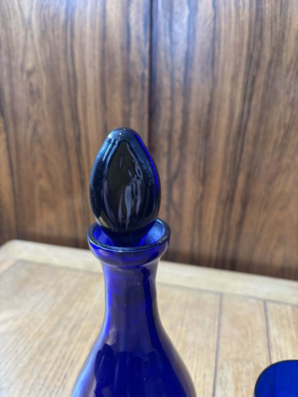 Bristol Blue Glass Port Decanter And Glass photo vinterior