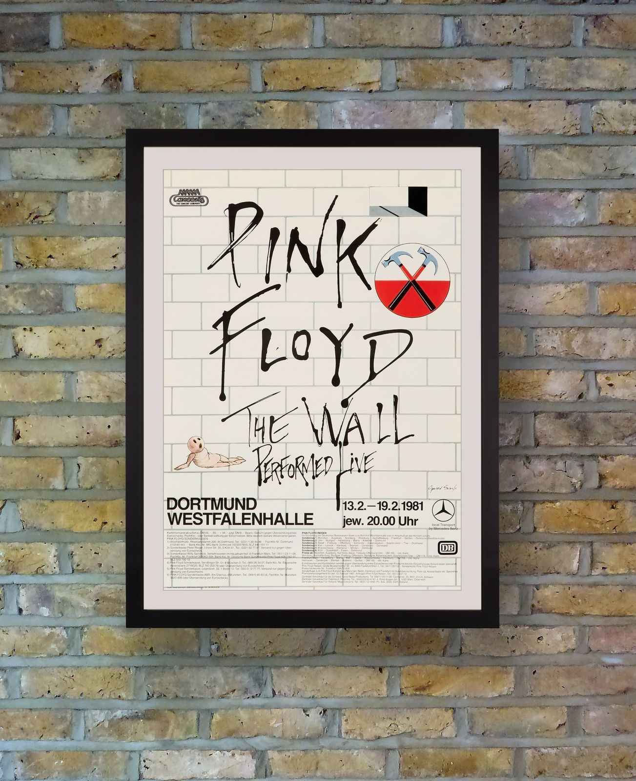 Pink Floyd 'The Wall' Original Vintage Tour Poster For Dortmund, Germany, 1981 photo furniture