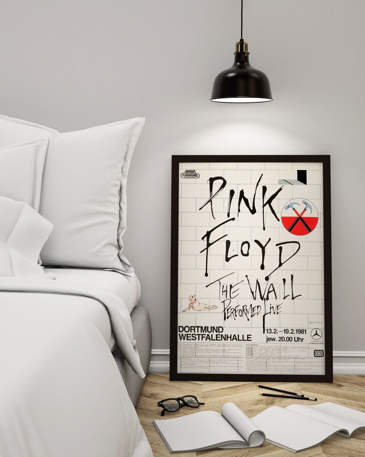 Pink Floyd 'The Wall' Original Vintage Tour Poster For Dortmund, Germany, 1981 photo Art
