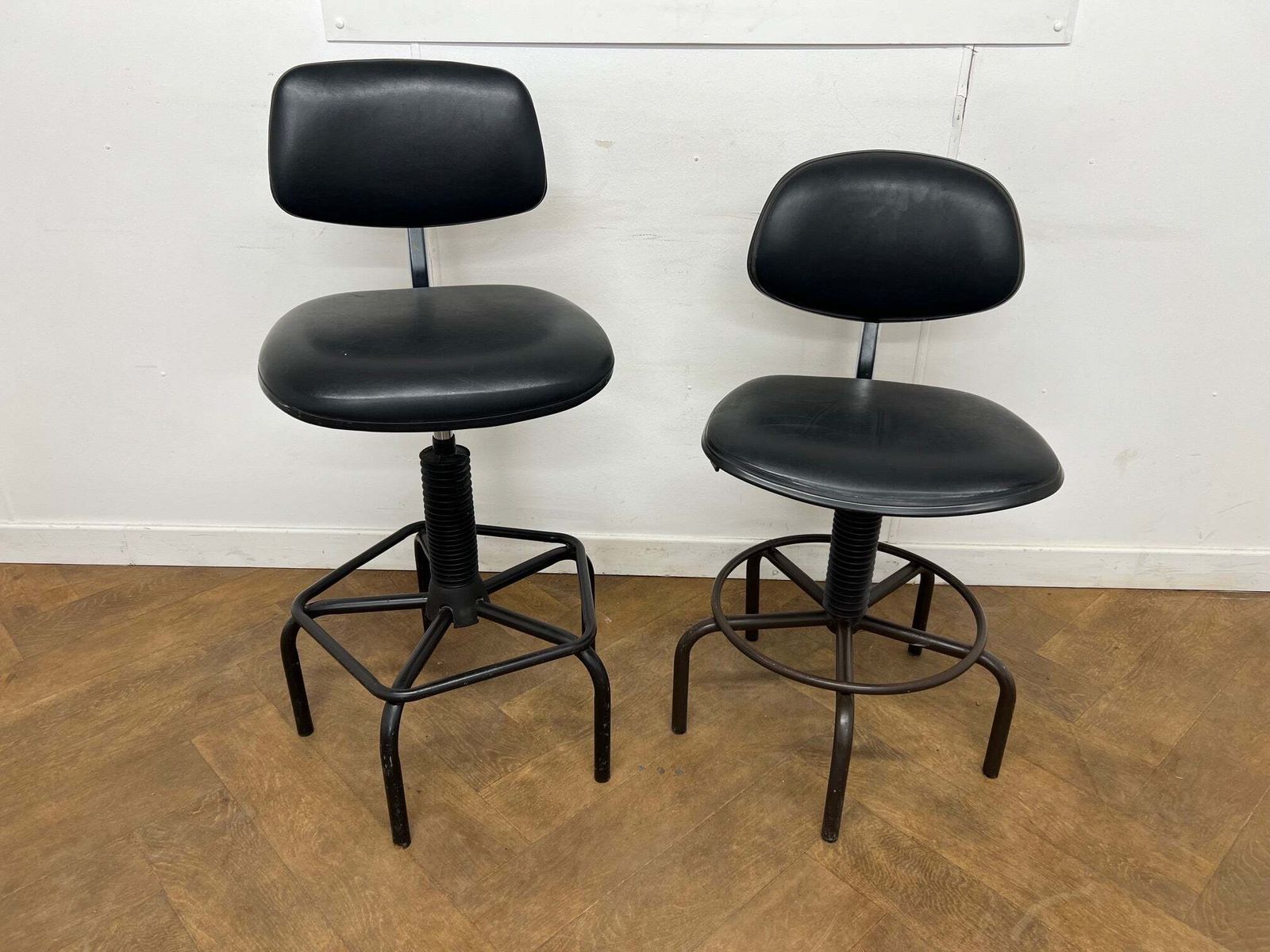 A Pair Of Vintage 5 Star Base Technicians Draughtsman Chairs (Both Different In Style)