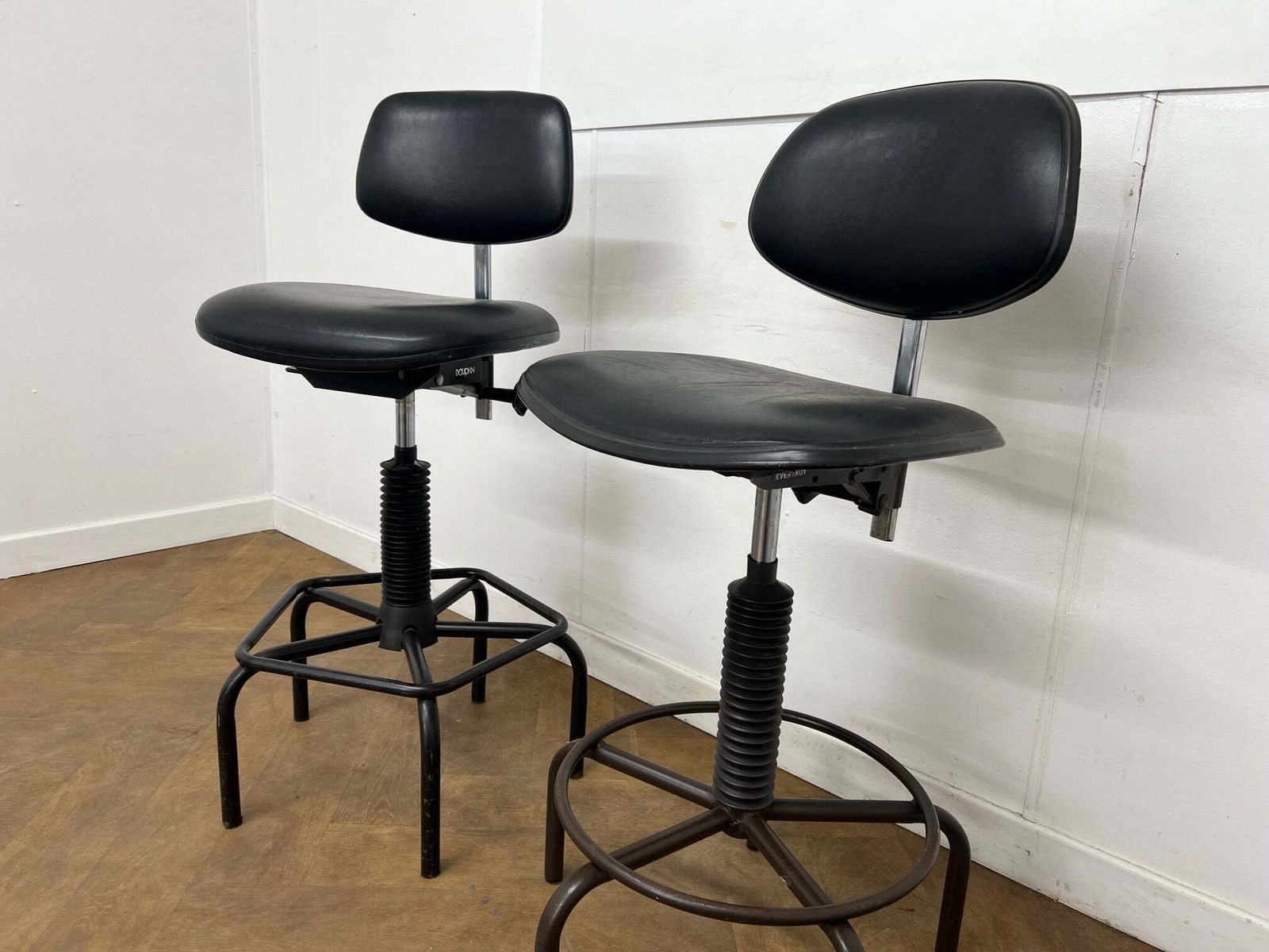 A Pair Of Vintage 5 Star Base Technicians Draughtsman Chairs (Both Different In Style) photo 180.0