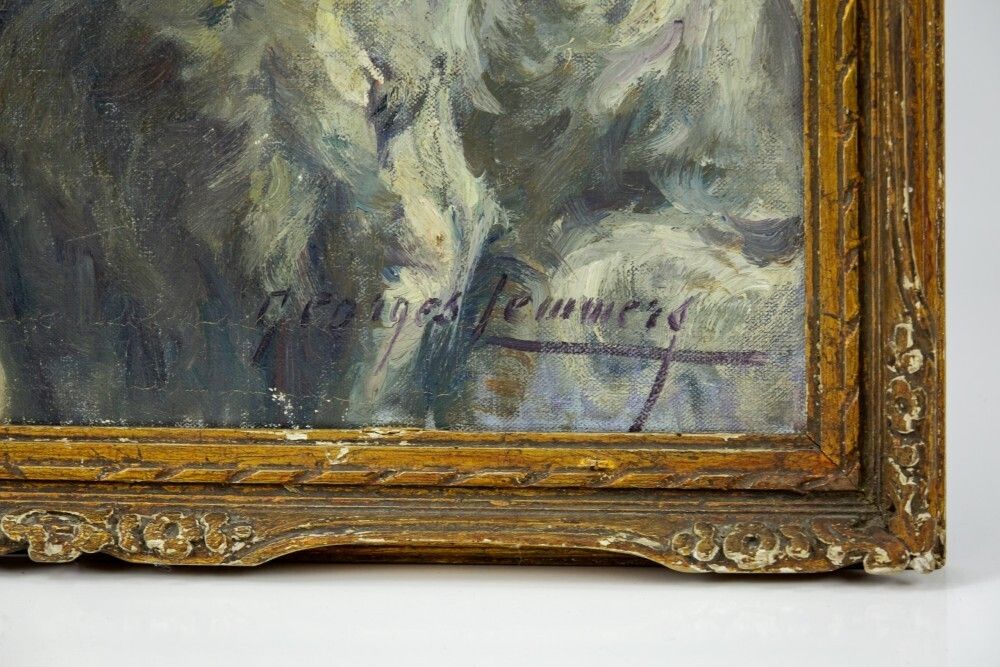 Cabot   Oil On Canvas Dog Portrait By Georges Lemmers 1871 1944 photo 1200.0