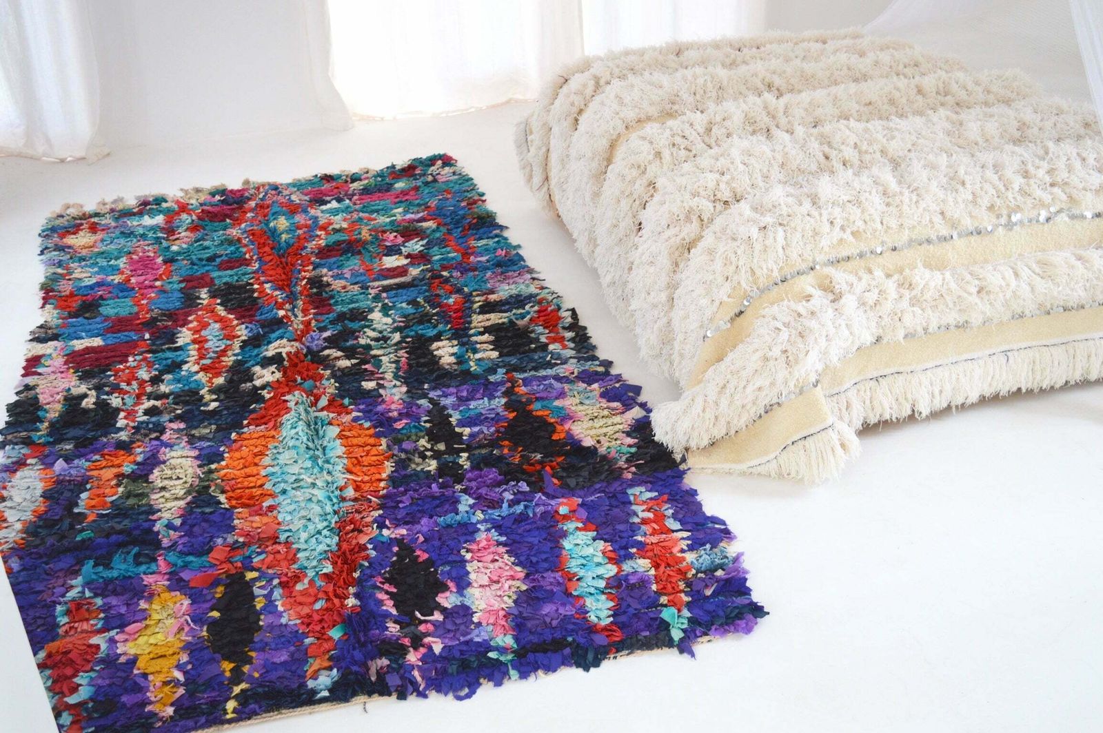 Vintage Boucherouite Rug, Mid 20th Century photo for sale