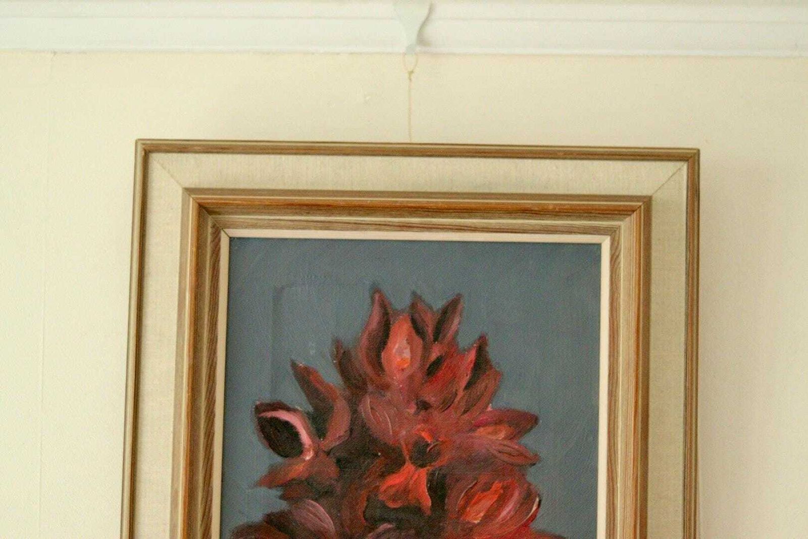 Original Vintage Oil On Canvas – "Flowers" – Framed, 46 X 65 Cm (18.1" X 25.6") photo Art