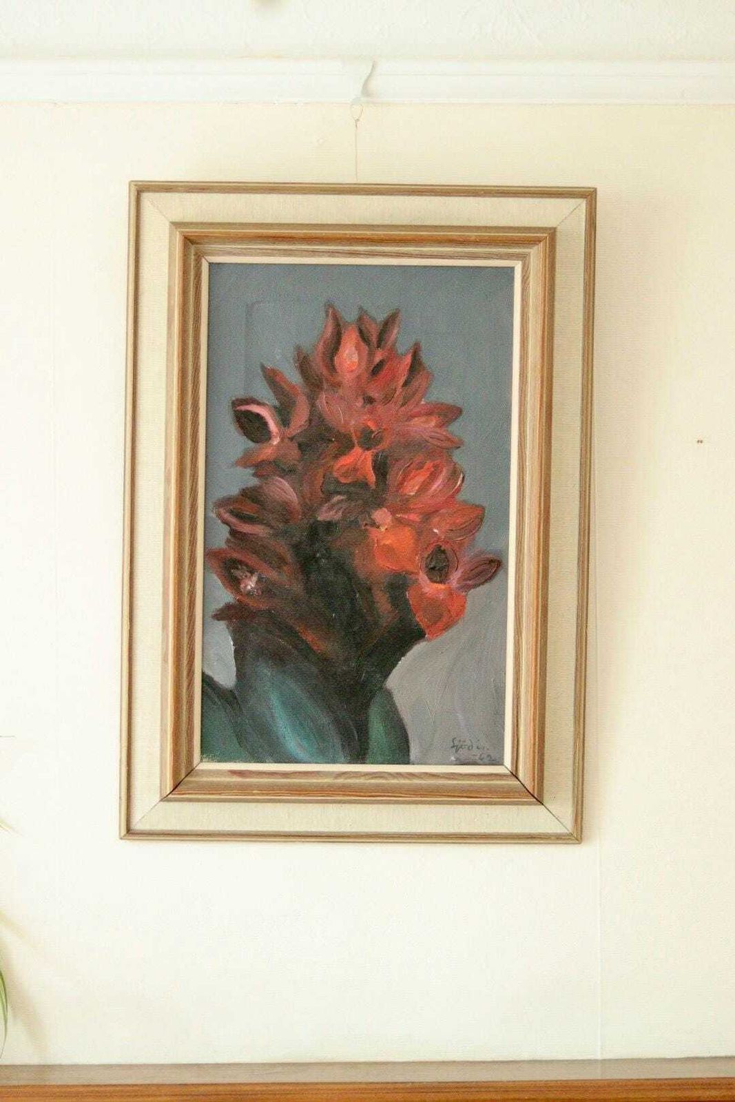 Original Vintage Oil On Canvas – "Flowers" – Framed, 46 X 65 Cm (18.1" X 25.6") photo 145.0