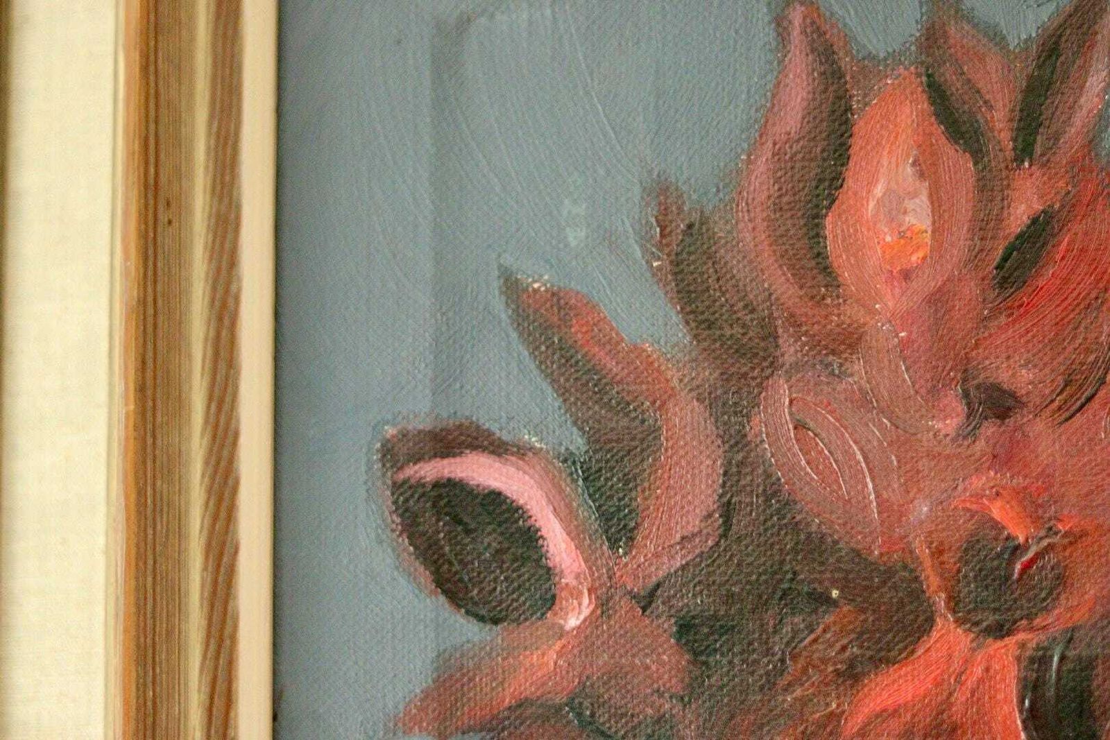 Original Vintage Oil On Canvas – "Flowers" – Framed, 46 X 65 Cm (18.1" X 25.6") photo buy
