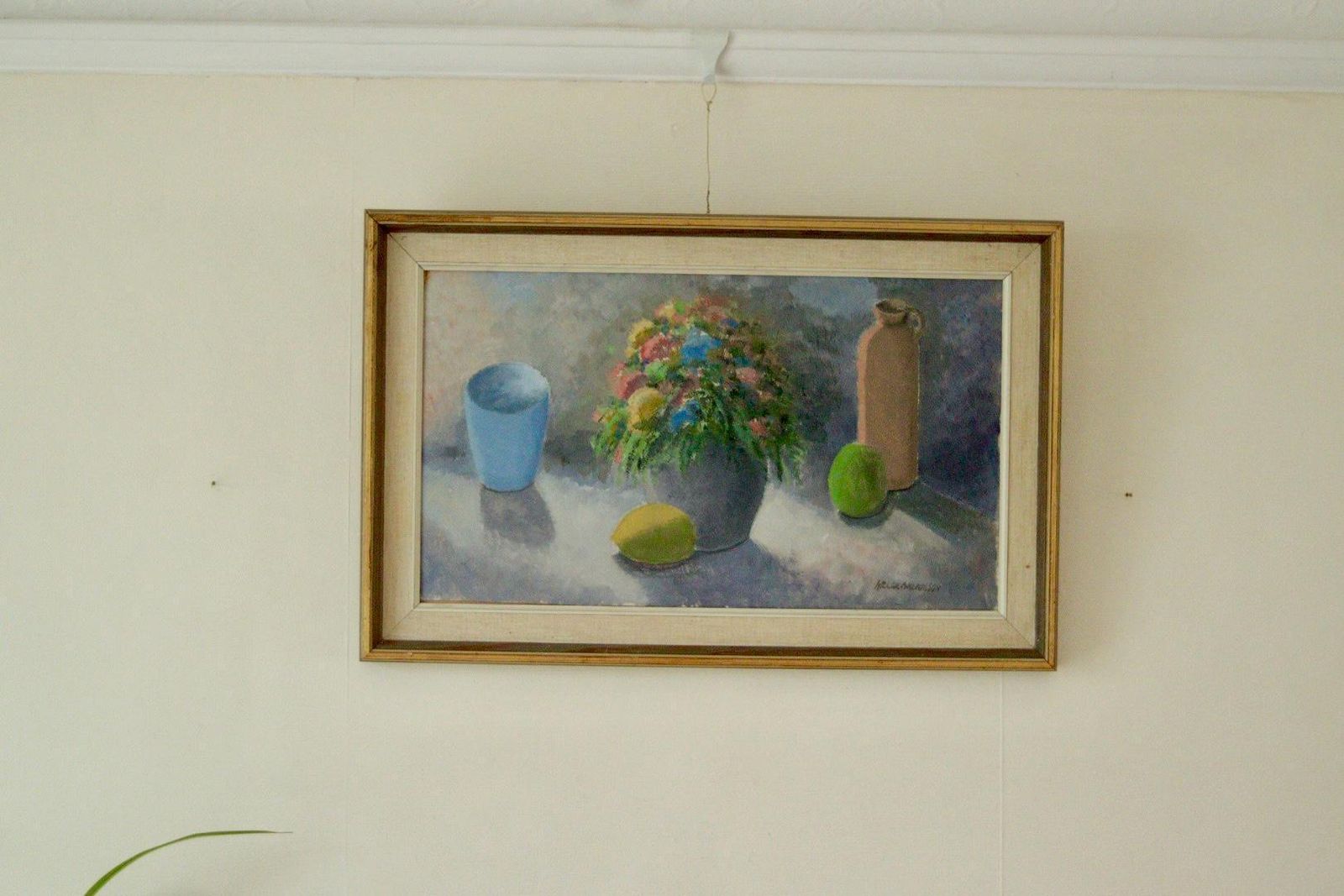 Original Mid Century Scandinavian Oil On Panel – “Still Life” By Helge Andersson – Vintage & Framed, 57 × 37 Cm (22.4 × 14.6 In)