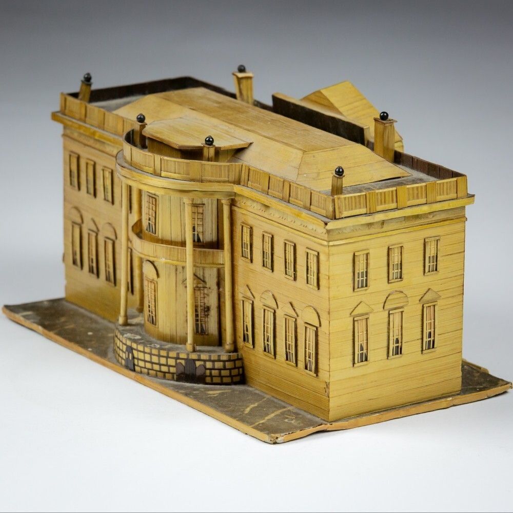 Fine Late 19th Century Strawwork Model Of Clarendon House, Piccadily, London photo vintage