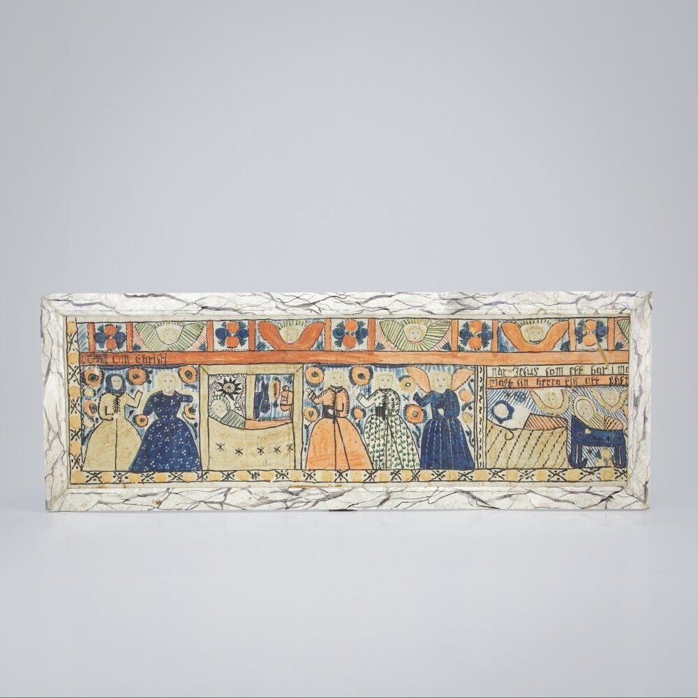Early 19th Century Swedish Bonad Of The Nativity