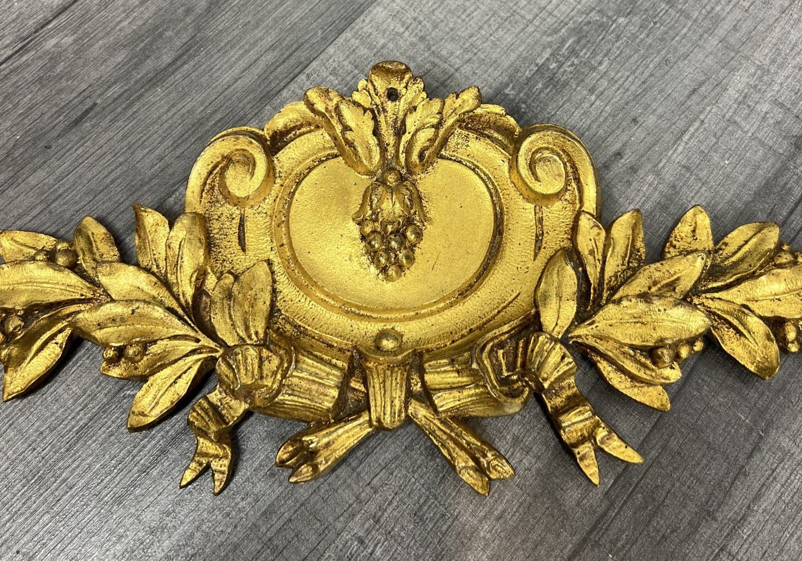 Pediment Antique French Metal Gilt Laurel Decoration Lot 4167 photo furniture