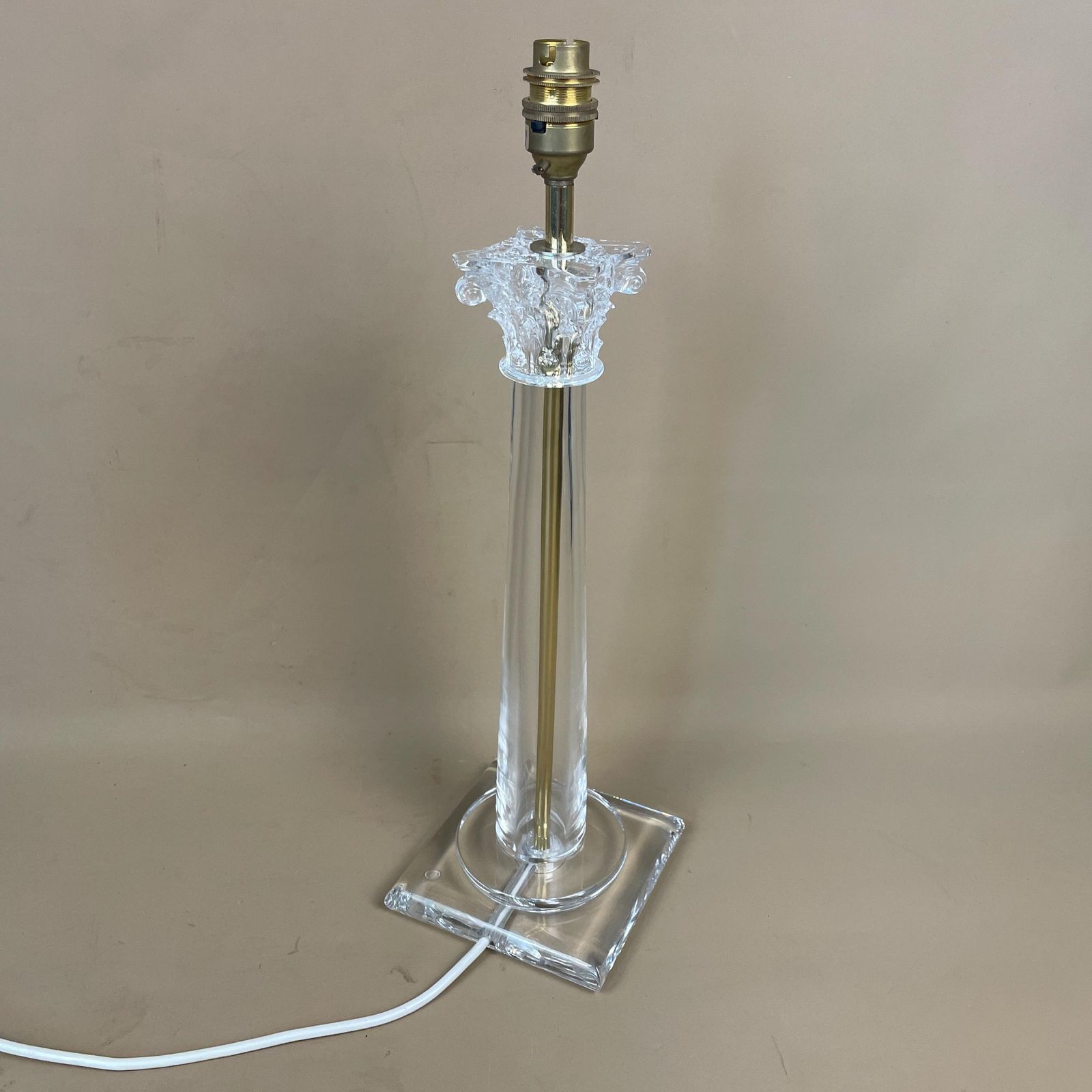 Vintage Metal Gold Brass & Clear Glass Lamp Column Light Bedside Table Square Antique Large Interior Design Carina Buffet Lamp Chandelier photo buy