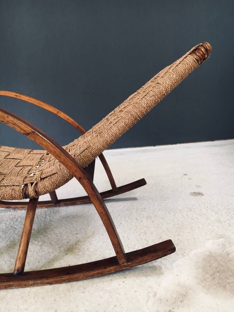 photo vinterior Midcentury Design Rope Rocking Chair, Italy 1950's