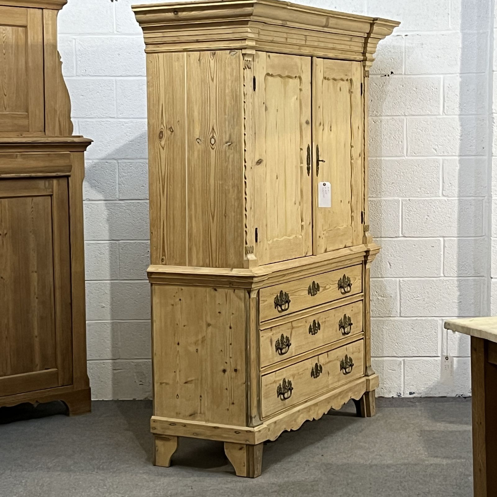 Large Very Old Dutch Pine Linen Press photo for sale