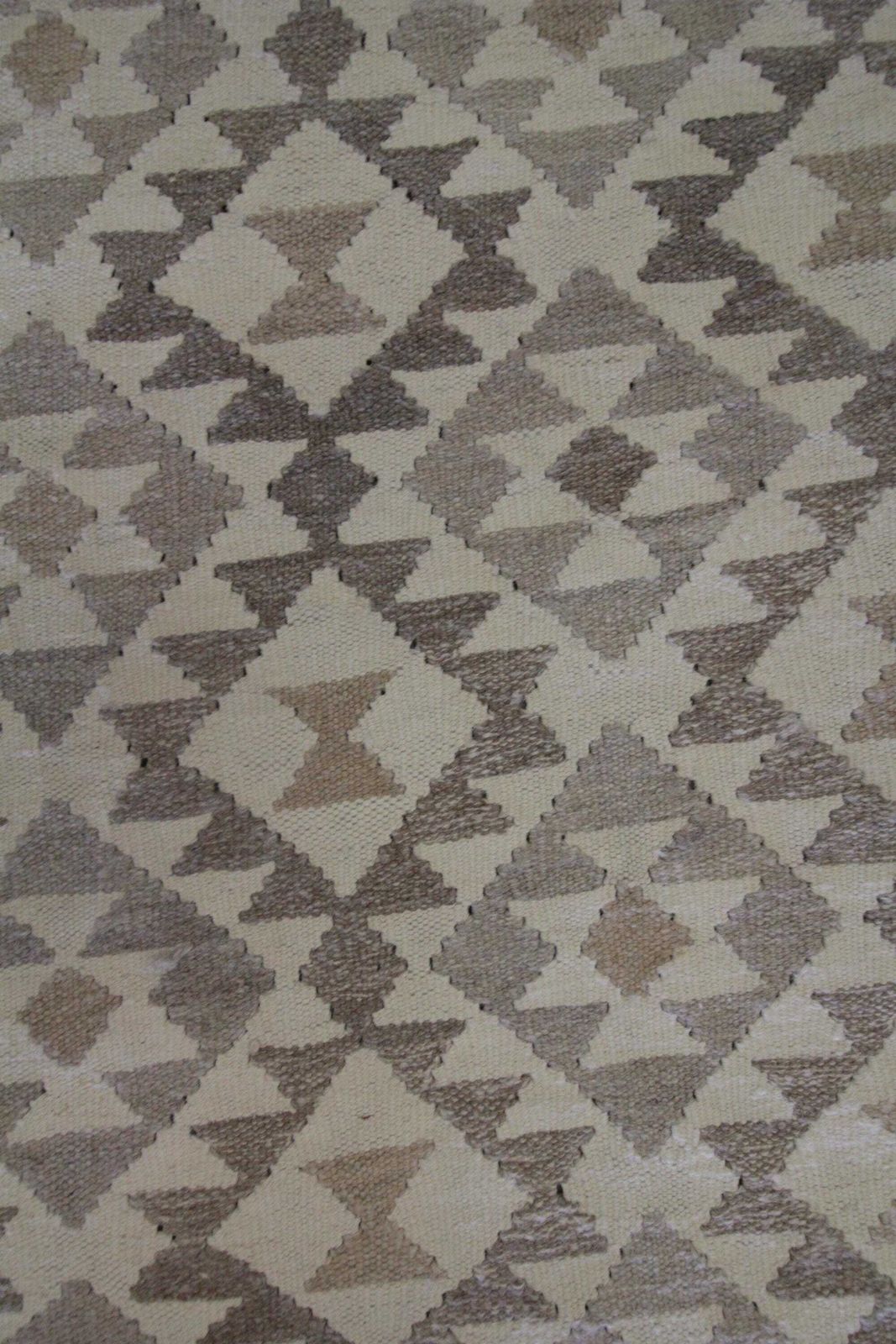 photo furniture Khaki Brown Kilim Rug: Afghan Wool Flatweave, Handmade Geometric Tribal Design