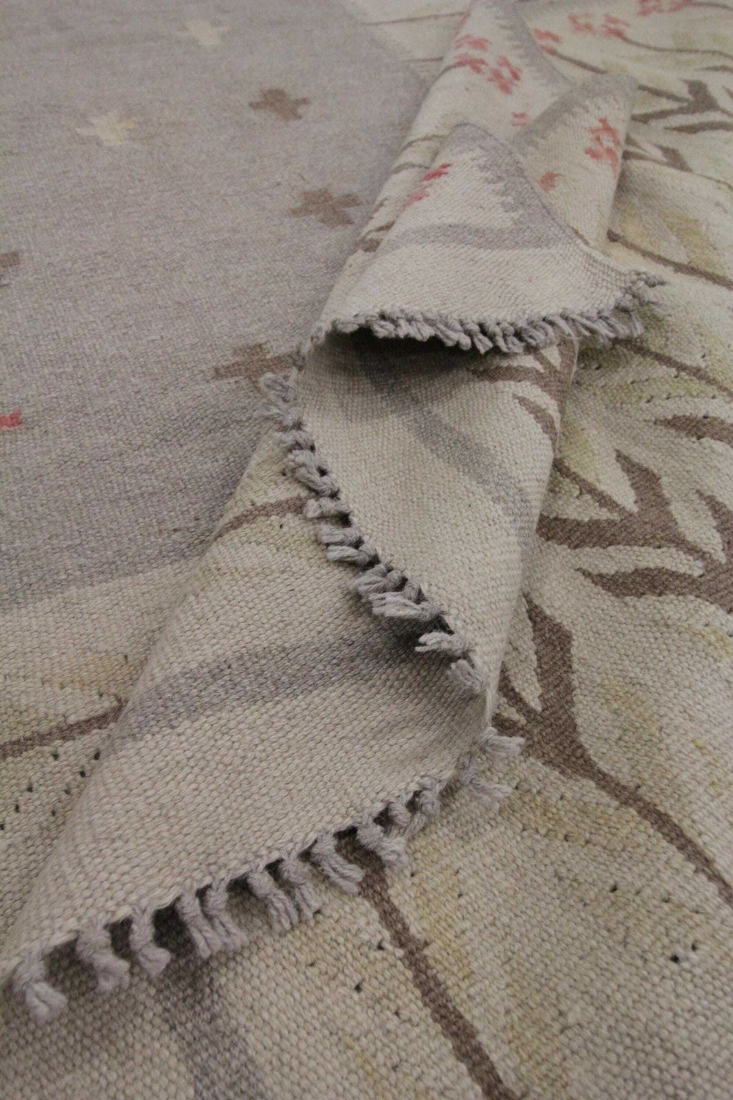 Khaki Brown Kilim Rug: Scandinavian Wool Flatweave Carpet Handmade (7.10 × 5.5 Ft.) photo vinterior