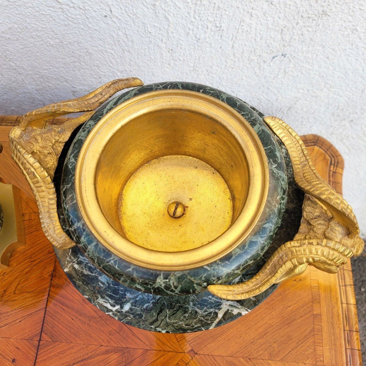 Pair Of Marble And Gilded Bronze Cassolettes, Napoleon III, 19th Century photo vintage