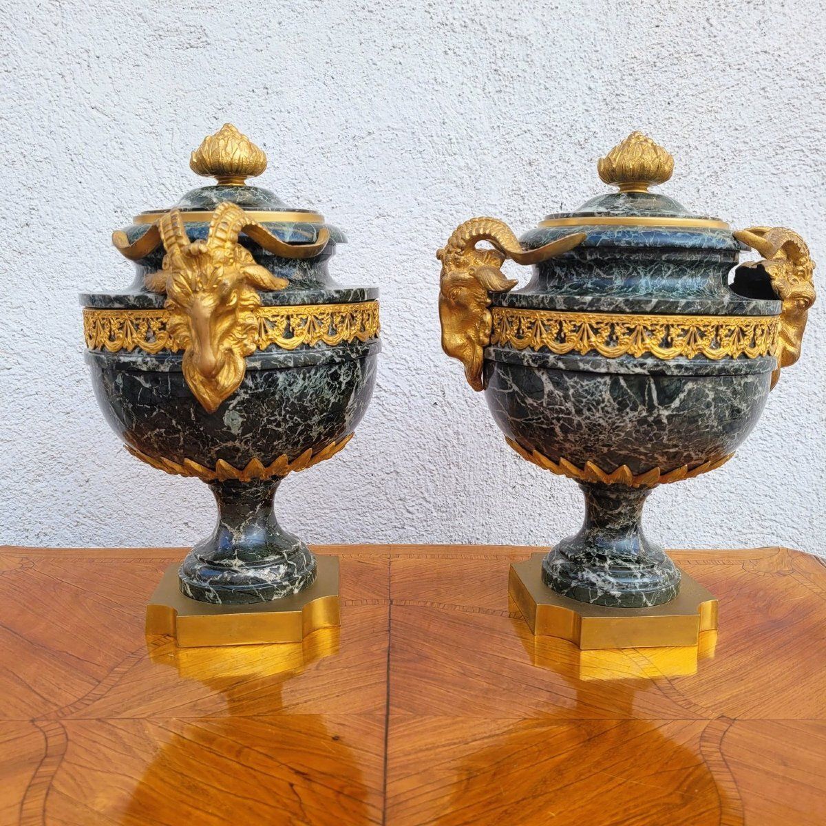 Home Decor Pair Of Marble And Gilded Bronze Cassolettes, Napoleon III, 19th Century photo