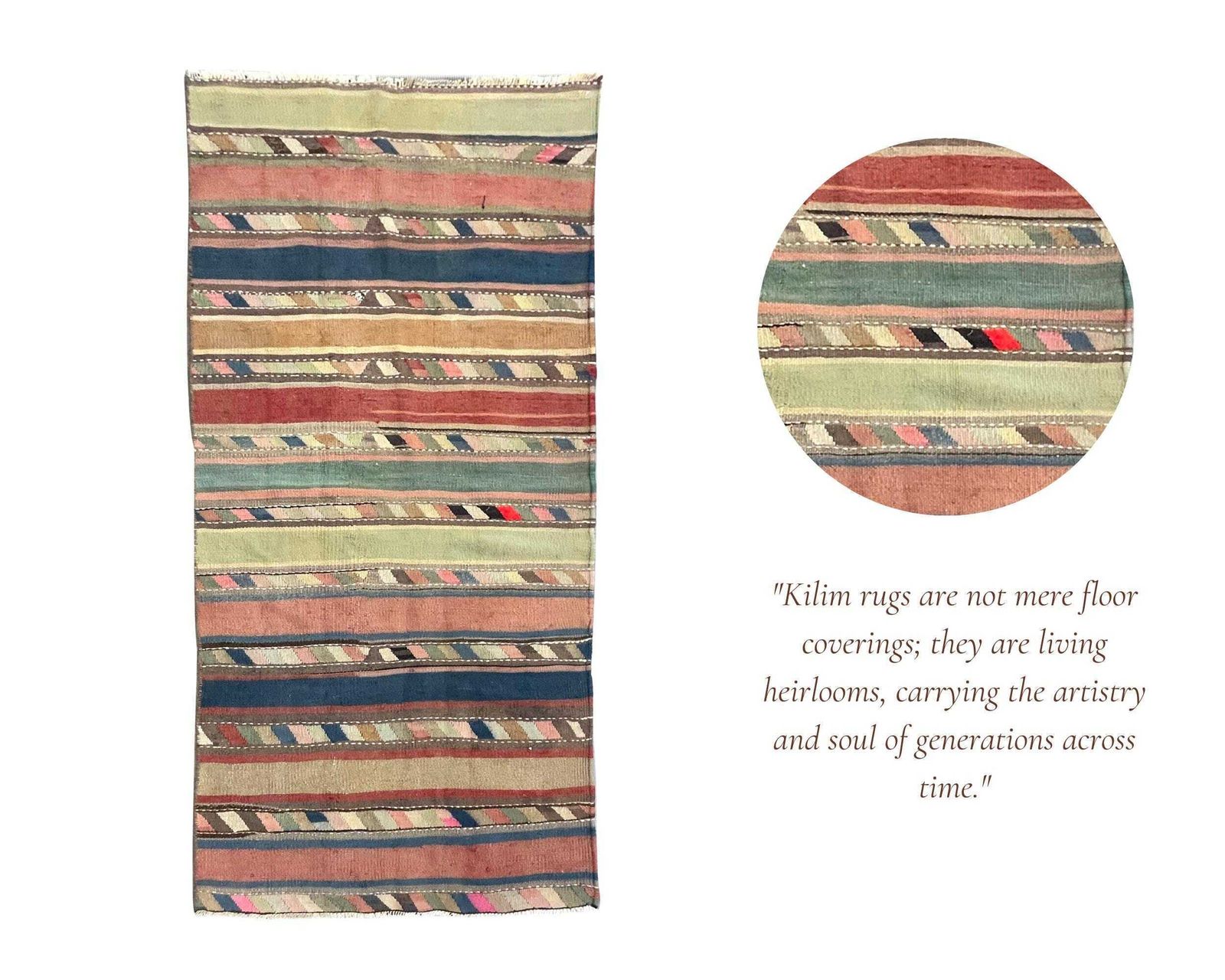 photo furniture Vintage Striped Kilim Rug, Handmade Wool Carpet, Multicolour Tribal Runner Rug 8'2" X 3'11"