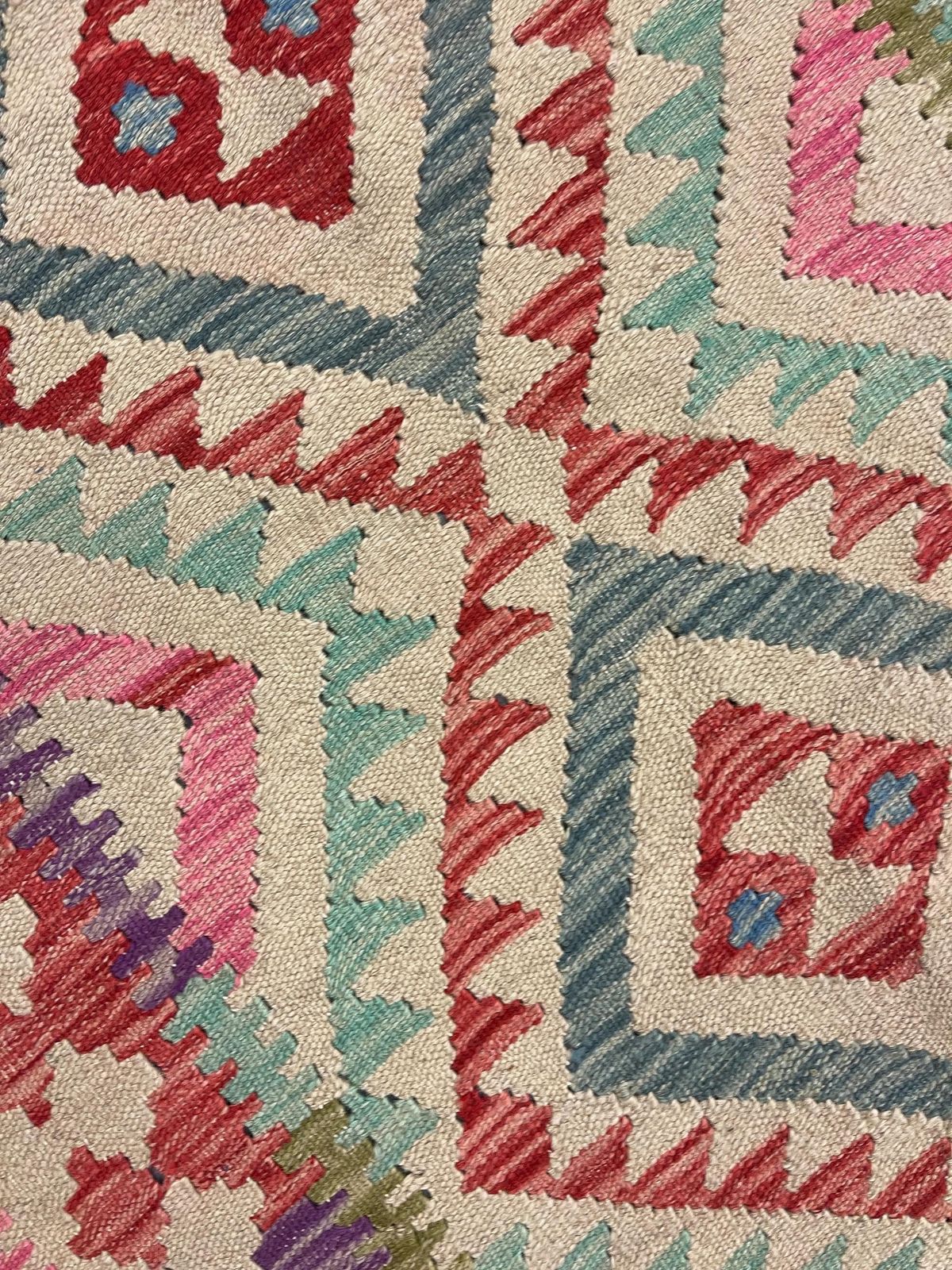 Pastel Pink Geometric Kilim Rug   Handmade Runner For Boho Home Decor 6'6" × 3'3" (2015–2025) photo 700.0