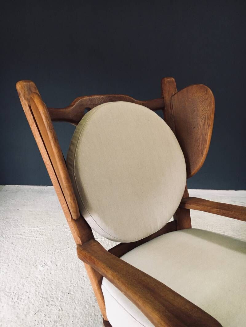 photo for sale Brutalist Design Oak Wingback Lounge Chair, Netherlands 1950's