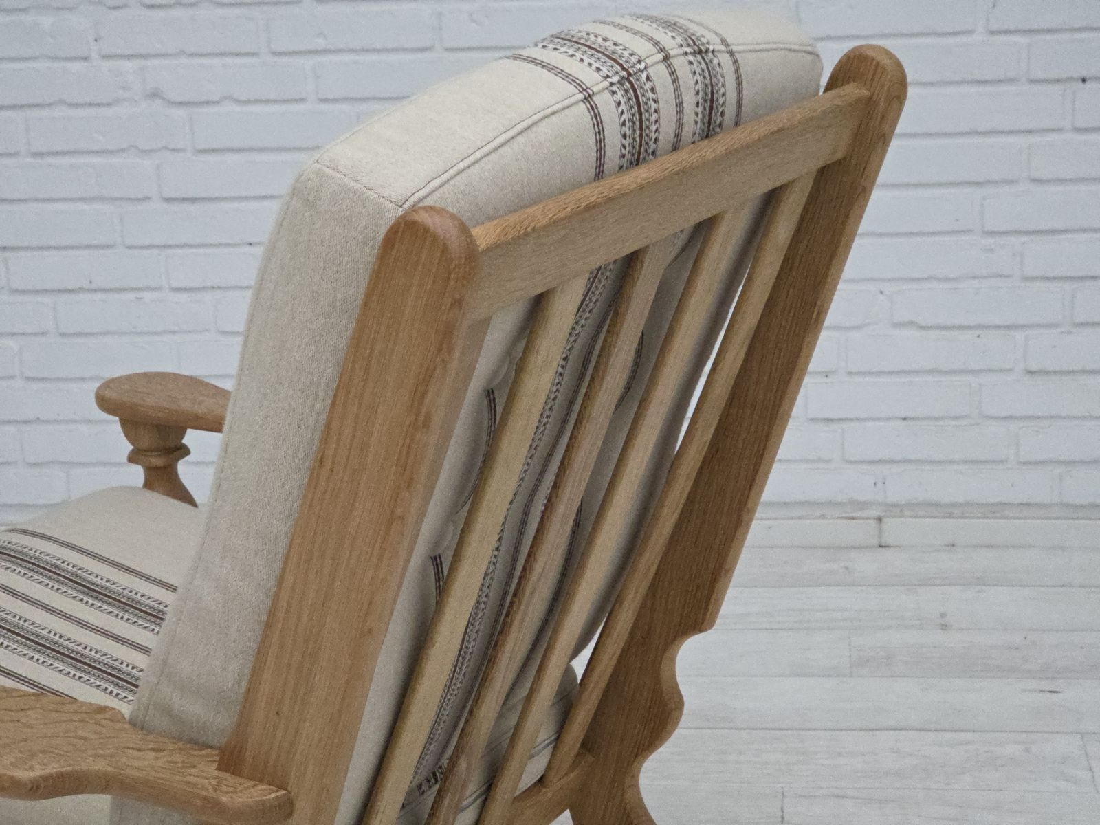 1970s, Danish Armchair, Furniture Wool, Solid Oak Wood. photo furniture
