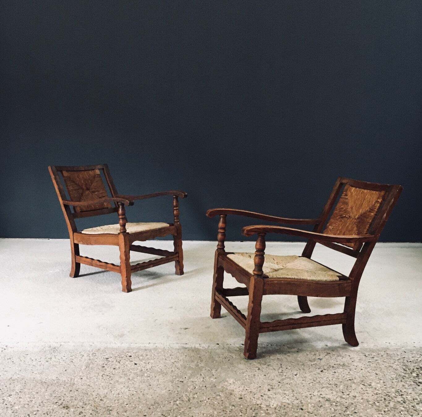 Arts & Crafts Handcrafted Low Lounge Armchairs, Belgium 1920's / 2 photo furniture