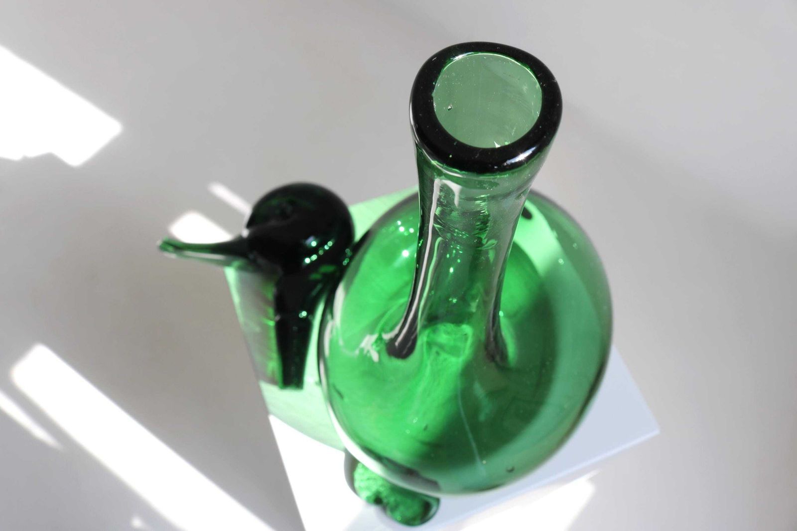 A Collectible Mid Century Italian Empoli Verde Glass Duck Decanter – Handblown Art Glass photo buy