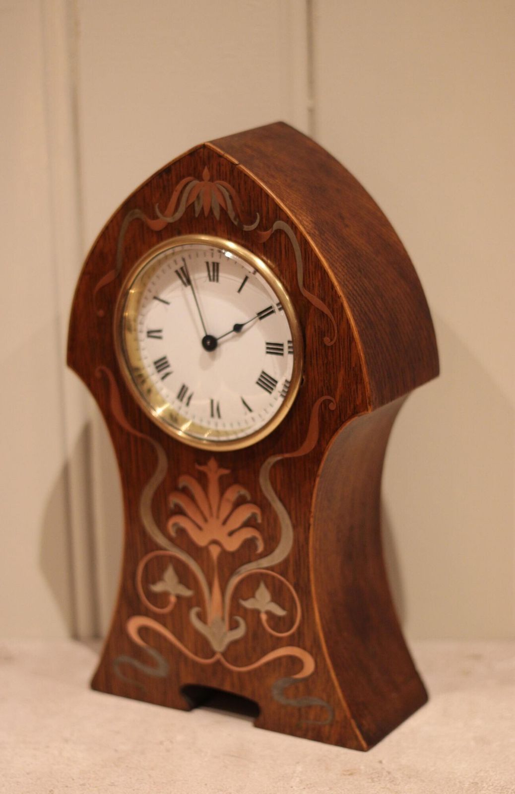 Arts & Crafts Oak Mantel Clock photo 650.0