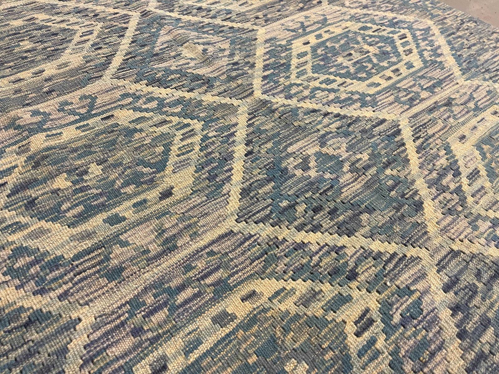 Geometric Kilim Rug: Contemporary Wool Flatweave Carpet (6'5" X 4'2") photo buy