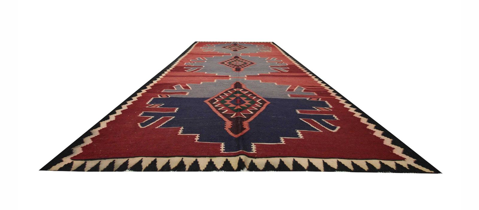 Vintage 1970s Kilim Runner Rug: Burgundy Gray Wool Flatweave (10'8" X 4'10") photo furniture